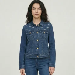 Veste jean denim bleu avec broderie Femme LES TROPEZIENNES PAR M.BELARBI