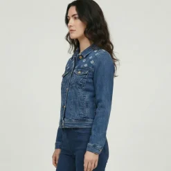 Veste jean denim bleu avec broderie Femme LES TROPEZIENNES PAR M.BELARBI