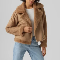 Veste peggy col italien fausse fourrure zippée Femme VERO MODA