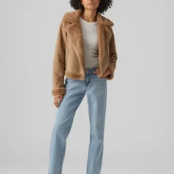 Veste peggy col italien fausse fourrure zippée Femme VERO MODA